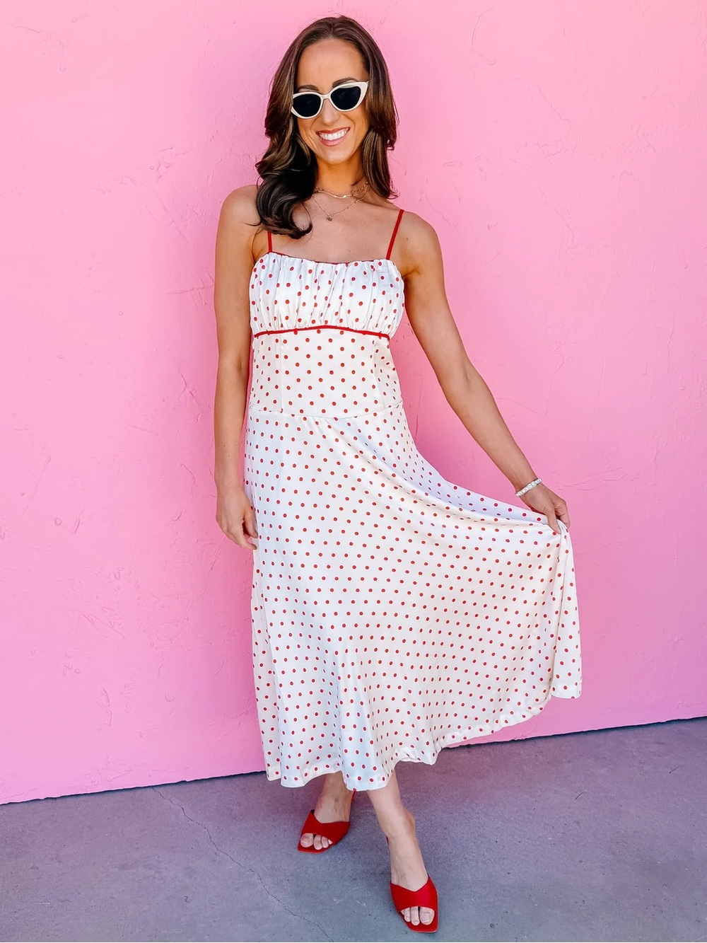 NWT Skies Are Blue Red Polka Dot Midi Dress